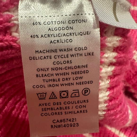 LOFT Vibrant Pink and White Striped Cardigan Small - Picture 5 of 9